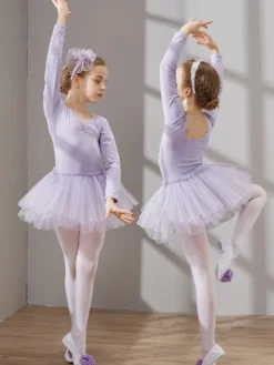 Vêtements de danse pour filles tutu à manches longues vêtements d'entraînement vêtements de performance de danse
