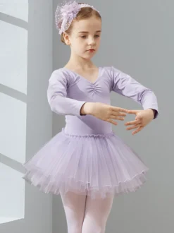 Vêtements de danse pour filles tutu à manches longues vêtements d'entraînement vêtements de performance de danse