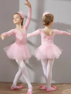 Vêtements de danse pour filles tutu à manches longues vêtements d'entraînement vêtements de performance de danse