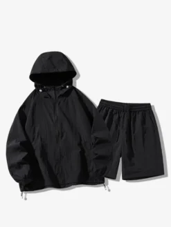 Vêtements Ensemble De Sport Hommes Gris Clair Veste Décontracté Short