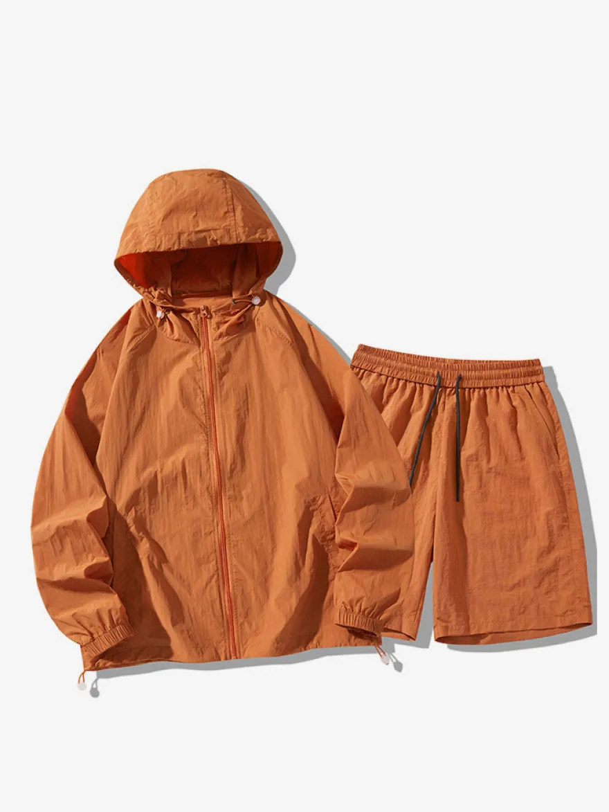 Vêtements Ensemble De Sport Hommes Gris Clair Veste Décontracté Short
