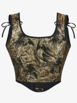 Vêtements vintage Corset vintage Vêtements vintage pour femmes Corset à lacets dorés Imprimé pour adultes Chic pour femmes