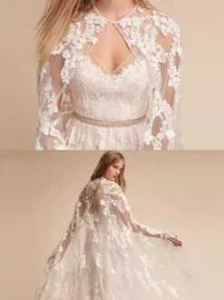 Wrap de mariage Ivoire Jewel Neck Capes Dentelle Dentelle Bridal Cover Ups