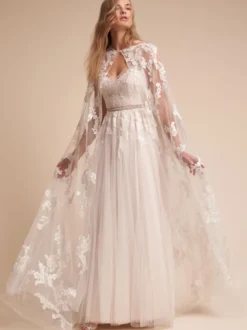Wrap de mariage Ivoire Jewel Neck Capes Dentelle Dentelle Bridal Cover Ups
