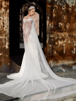Wrap de mariage Ivoire Jewel Neck Capes Tulle Dentelle Bridal Cover Up