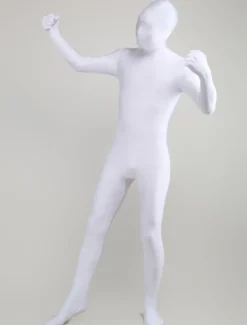 Zentai Blanc Déguisements Halloween Lycra Spandex Unisexe Combinaison Costume Enveloppé Complet