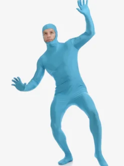 Zentai Bleu ciel Visage ouvert Déguisements Halloween 2026 Bodysuit Lycra Déguisements Halloween Morphsuits