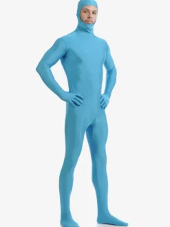 Zentai Bleu ciel Visage ouvert Déguisements Halloween 2026 Bodysuit Lycra Déguisements Halloween Morphsuits