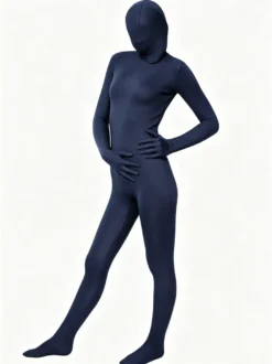 Zentai Bleu Foncé Déguisements Halloween Catsuit Lycra Spandex Combinaison Costume Unisexe Enveloppé Complet