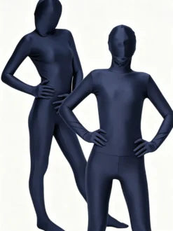 Zentai Bleu Foncé Déguisements Halloween Catsuit Lycra Spandex Combinaison Costume Unisexe Enveloppé Complet