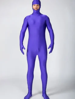 Zentai combinaison Face ouverte unisexe en lycra spandex violet Déguisements Halloween