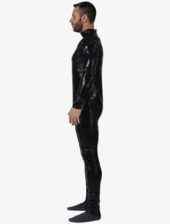 Zentai Noir Déguisements Halloween Métallisé Brillant Combinaison Costume Pour Les Hommes