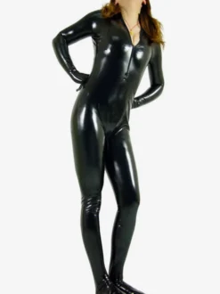 Zentai Noir Métallisé Brillant Combinaison Déguisement Halloween