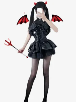 Zentai Sexy Halloween Costumes Zentai Sexy Femmes Petit Diable Jupe Courte Fille Chaude Collants Uniforme Catsuit