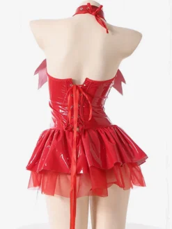 Zentai Sexy Halloween Costumes Zentai Sexy Femmes Petit Diable Jupe Courte Fille Chaude Collants Uniforme Catsuit