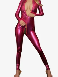 Zentai Sexy Zentai Rose Costume de Métallisé Avec Zip Déguisements Halloween