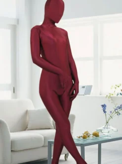 Zentai unisexe intégral en lycra rouge vineux Déguisements Halloween