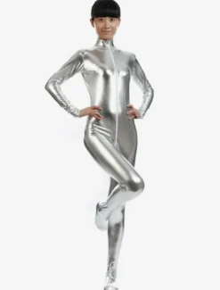 Zentaï métallique brillant argent Déguisements Halloween