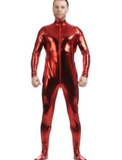 Zentaï métallique brillant rouge Déguisements Halloween