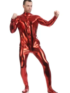 Zentaï métallique brillant rouge Déguisements Halloween