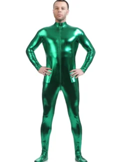 Zentaï métallique brillant vert foncé Déguisements Halloween