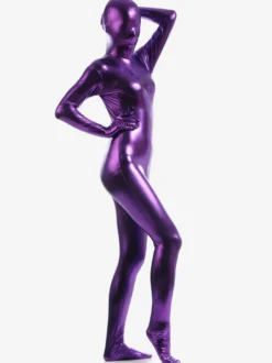 Zentaï métallique brillant violet foncé Déguisements Halloween